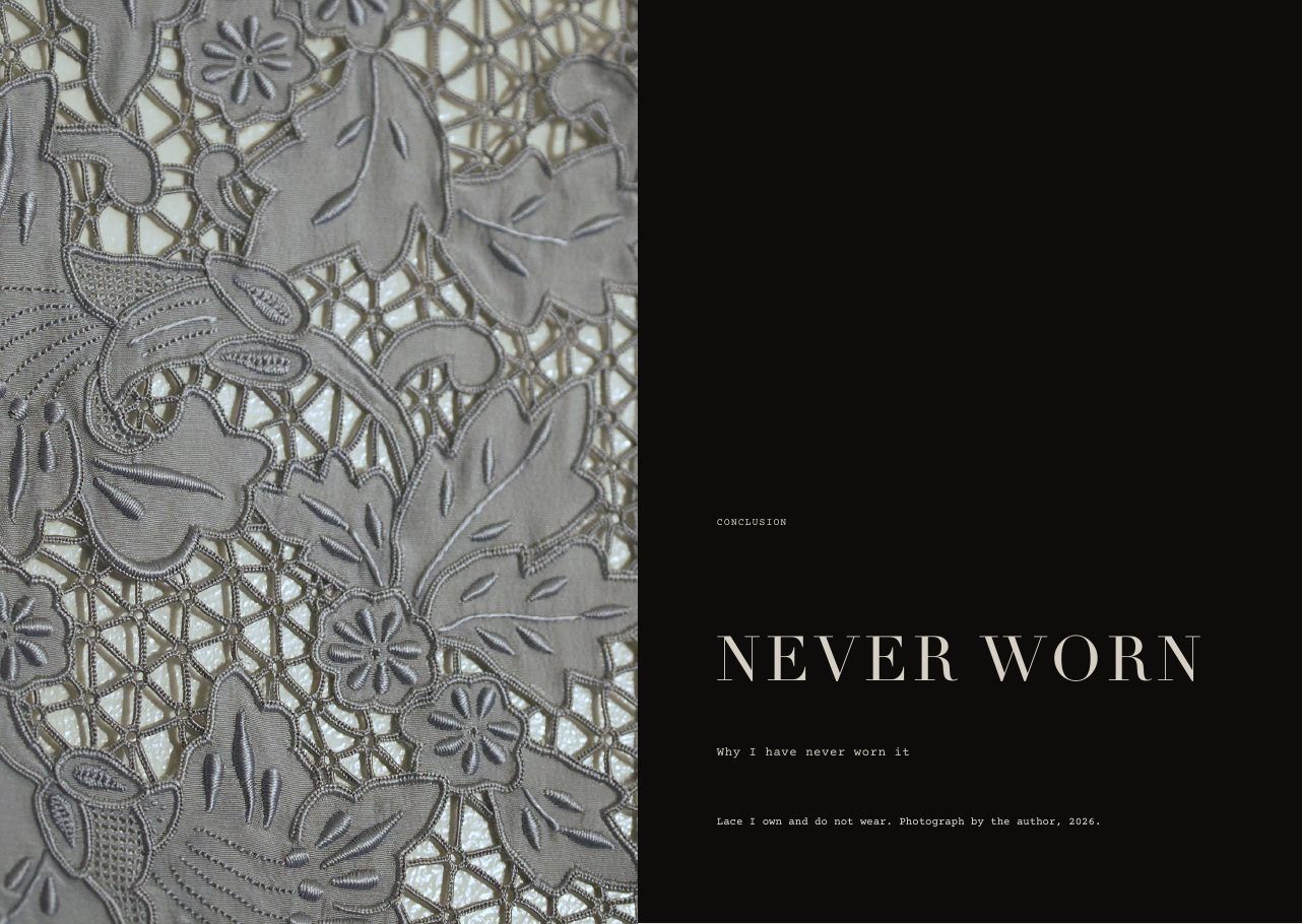 Speaking in Holes — Research, writing & editorial design by Nazlı Can — 11 — Never worn